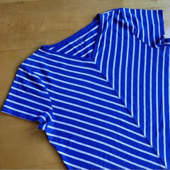 Talbots Chevron Stripe, Lightweight, Linen Tee, Blue, White, Size XL - Picture 1 of 14